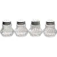 Aps Mini-shaker, set van 4, glas/roestvrij staal, Pepermolen + zoutmolen, Transparant