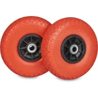 Relaxdays 2x steekwagenwiel 3.00-4" - 260x85 mm - antilek rubberband - 20mm as - tot 80 kg - bolderkarwiel - rood-zwart