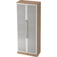 Hjh OFFICE PRO SIGNA G 7100G CE - Walnoot/Zilver Hoogte van de map | 5 OH Kast met matglazen deuren Chrome metaal handgreep