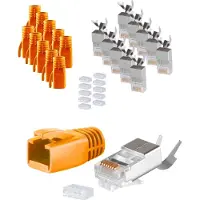 S-Impuls RJ45 krimp connectoren | 3-delig | STP | CAT6/6a/7 | vaste/flexibele aders | 10 stuks | oranje