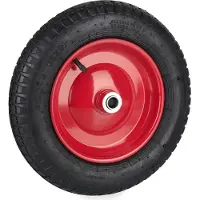 Relaxdays kruiwagenwiel - 3.00-8 - binnenband - stalen velg - tot 100 kg - luchtband met ventiel - zwart-rood