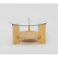 Skye Decor Locelso Salontafel | 100% Gehard Glas | Massief Grenen Frame | Eikenkleur