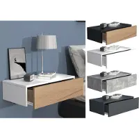 Hioshop UsalM60 nachtkastje wandmontage 1 lade zwart, eik decor.