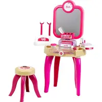 Klein Toys Barbie beautystudio "happy vibes" - incl. gebruiksvoorwerpen en nageldroger met lucht- en lichteffecten - roze beige