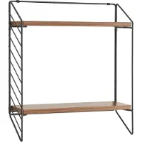 En.casa Wandrek Bømlo met 2 planken 47,5x42x14 cm zwart en walnootkleurig