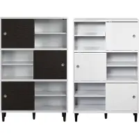 Ebuy24 Evolution wandkast 3 deuren, 6 planken wit, zwart.