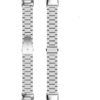 Strap-it Stalen Smartwatch bandje - Geschikt voor Fitbit Charge 5 / Fitbit Charge 6 stalen band - zilver - Horlogeband / Polsband / Armband