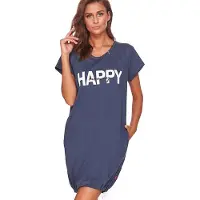 Doctor Nap Katoenen Nachthemd Borstvoeding Zwangerschap TCB.9504 Deep Blue 42 / XL