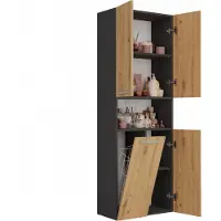 Top E Shop Topeshop NEL 1K DK ANT/ART: Badkamerkast, grafietkleur, eikenhout