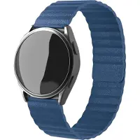 Strap-it Magnetisch leren loop bandje - geschikt voor Fossil Gen 5 / Gen 5e 44mm / Gen 6 44mm - blauw
