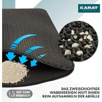 Karat Charly Kattenbakmat - Dubbellaags Honingraatmotief - Wasbaar - Antislip - Diverse kleuren - Antraciet - 76 x 61 cm