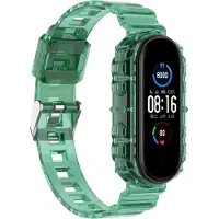 Strap-it TPU bandje met frame geschikt voor Xiaomi Mi Band 5 / Xiaomi Mi Band 6 - transparant-groen