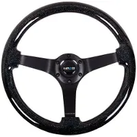 Nrg Reinforced Steering Wheel (350mm / 3in Deep) Classic Blk Sparkle Wood Grain w/Blk 3-Spoke Center