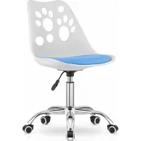 Leobert PRINT Bureaustoel Wit-Blauw, Modern Ergonomisch Design, Verstelbare Zithoogte, Chromen Basis, Geschikt voor Kinderkamer, Thuiswerkplek of Kantoor, Max. 110 kg