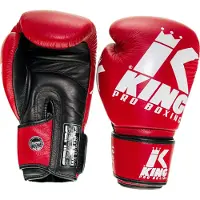 King Pro Boxing Bokshandschoenen - Platinum 4 - Echt leer - Rood / Zwart 14 oz