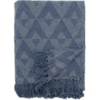 Bloomingville - Udine Plaid - blauw - gerecycled katoen - 160x130cm