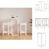 vidaXL Barset - Barsets - Pubset - Bistroset - 3-delige Barset massief grenenhout wit