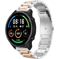 Strap-it Stalen schakel bandje - geschikt voor Xiaomi Mi Watch / Xiaomi Watch S1 / Watch S1 Pro / Watch 2 Pro - Active - zilver rosé/goud