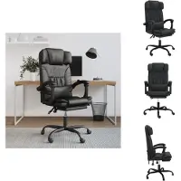 vidaXL bureaustoel met ligfunctie, zwart, kunstleer - Bureaustoelen