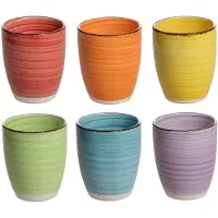 Studio Tavola Koffiekopje Sunny Summer Vrolijke Kleurenmix - Set Van 6 160 ml Ø 6,8 cm Aardewerk - Vaatwasser-, Magnetron- & Ovenbestendig