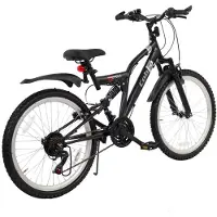 2Cycle MTB kinderfiets 24 inch (8 tot 10 jaar) voor jongens zwart