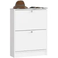 Akord Witte Klassieke Schoenenkast Met 2 Kantelende Deuren - 60cm Breed, 80cm Hoog, Met Mat Witte Face
