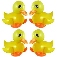 Henbrandt Opblaasbare badeend van 42 cm - 4x - eendjes - geel - pvc - feest decoraties - badeendjes