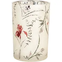 Clayre & Eef Theelichthouder Ø 12x18 cm Beige Glas Bloemen
