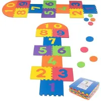 Ikonka Hinkelbaan Foam Hinkelpad Hinkelmat - Puzzel Leren Tellen - Sport & Spel - Beweegspelletje - Behendigheid - Puzzelstukken met Cijfers - Voor Buiten en Binnen
