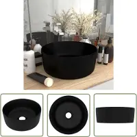 The Living Store : Luxe wastafel, rond, mat zwart, 40x15 cm, keramiek