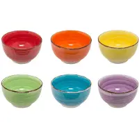Studio Tavola - Kommen Sunny Summer - Soep En Ontbijtkommen - Bowl Aardewerk - Gemixte Kleuren Vaatwasserbestendig - Ø 14 cm, 6 Stuks