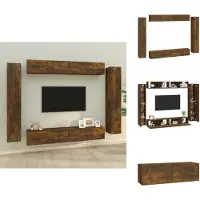 vidaXL Tv-kast - Tv-kasten - Tv-meubel - Hifi-meubel - 8-delige Tv-meubelset bewerkt hout gerookt eikenkleurig
