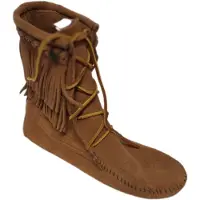 Minnetonka -LACE BOOT-TAUPE-DOUBLE FRINGE-37 MODEL 627T