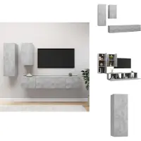 vidaXL Tv-kastenset - Tv-kastensets - Tv-kasten - Tv-meubelset - 4-delige Tv-meubelset bewerkt hout betongrijs