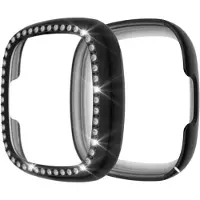 Strap-it Diamond PC Hard Case – Geschikt voor Fitbit Versa 3 – Zwart – Hoesje – Beschermhoes – Protector – Bescherming