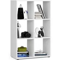Akord Quad Witte Boekenkast met 6 Planken - Zelfmontage Staand Rek