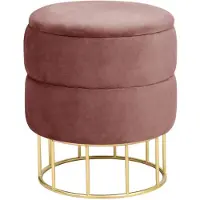Akord Poef met Opbergruimte ELZA / Ronde Opbergpoef / Poef op pootjes / Roze / Breedte 37 cm