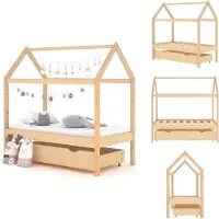 vidaXL Kinderbedframe - Kinderbedframes - Bed - Bedden - Kinderbedframe met lade massief grenenhout 70x140 cm