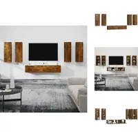 vidaXL Tv-kast - Tv-kasten - Tv-meubel - Hifi-meubel - 6-delige Tv-meubelset bewerkt hout gerookt eikenkleurig