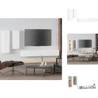 vidaXL Tv-kast - Tv-kasten - Tv-meubel - Hifi-meubel - 4-delige Tv-meubelset bewerkt hout wit