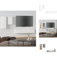 vidaXL Tv-kast - Tv-kasten - Tv-meubel - Hifi-meubel - 4-delige Tv-meubelset bewerkt hout wit