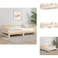 vidaXL Dagbed uitschuifbaar, massief grenenhout, 2x(90x190) cm - Bedden & bedbodems