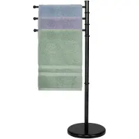Springos Handdoekrek | Handdoekhouder | Badkameraccessoires | Metaal | Staand | Zwart