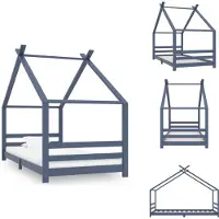 vidaXL Kinderbedframe - Kinderbedframes - Bed - Bedden - Kinderbedframe massief grenenhout grijs 90x200 cm