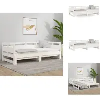 vidaXL Dagbed uitschuifbaar, wit, massief hout, grenen, 2x(90x200) cm - Bedden & bedbodems