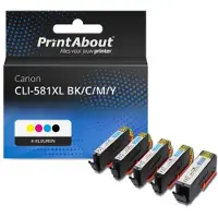 PrintAbout Inktcartridge CLI-581XL BK/C/M/Y 4-kleuren Multipack Hoge capaciteit geschikt voor Canon