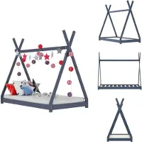 vidaXL Kinderbedframe - Kinderbedframes - Bed - Bedden - Kinderbedframe massief grenenhout grijs 80x160 cm