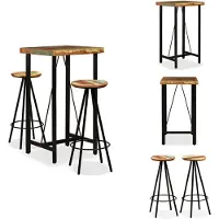 vidaXL Bar Set - Bar Sets - Bar Tafel En Kruk - Bar Tafels En Krukken - Barset massief gerecycled hout 3-delig
