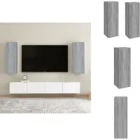 vidaXL Tv-kast - Tv-kasten - Tv-meubel - Tv-meubel Met LED-verlichting - Tv-meubelen 2 st 30,5x30x90 cm bewerkt hout grijs sonoma eiken