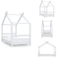 vidaXL Kinderbedframe - Kinderbedframes - Bed - Bedden - Kinderbedframe massief grenenhout wit 70x140 cm